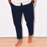 Men's Solid Color Cotton Linen Casual Trousers 48116823Y