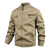 Men's Solid Color Cotton Stand Collar Casual Jacket 00233443X