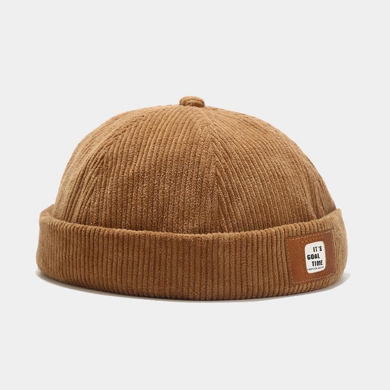 Men's Vintage Lettered Corduroy Skullcap Hat 53149396Y