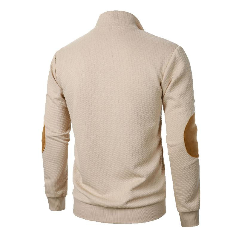 Men's Stand Collar Colorblock Casual Jacquard Sweatshirt 29854596X