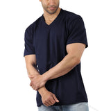 Men's Casual V-Neck Solid Color Short Sleeved T-Shirt 14052052Y
