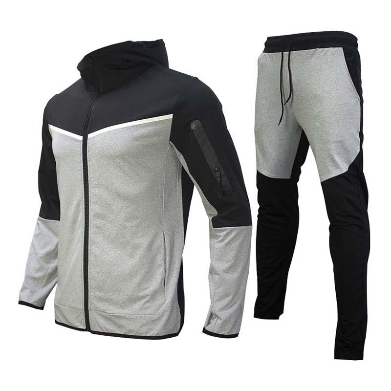 Men's Classic Casual Sportswear Hooded Cardigan Sports Elastic Waist Pants Set 50000392K