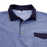 Men's Short Sleeve Stretch Denim Polo Shirt 66155478X