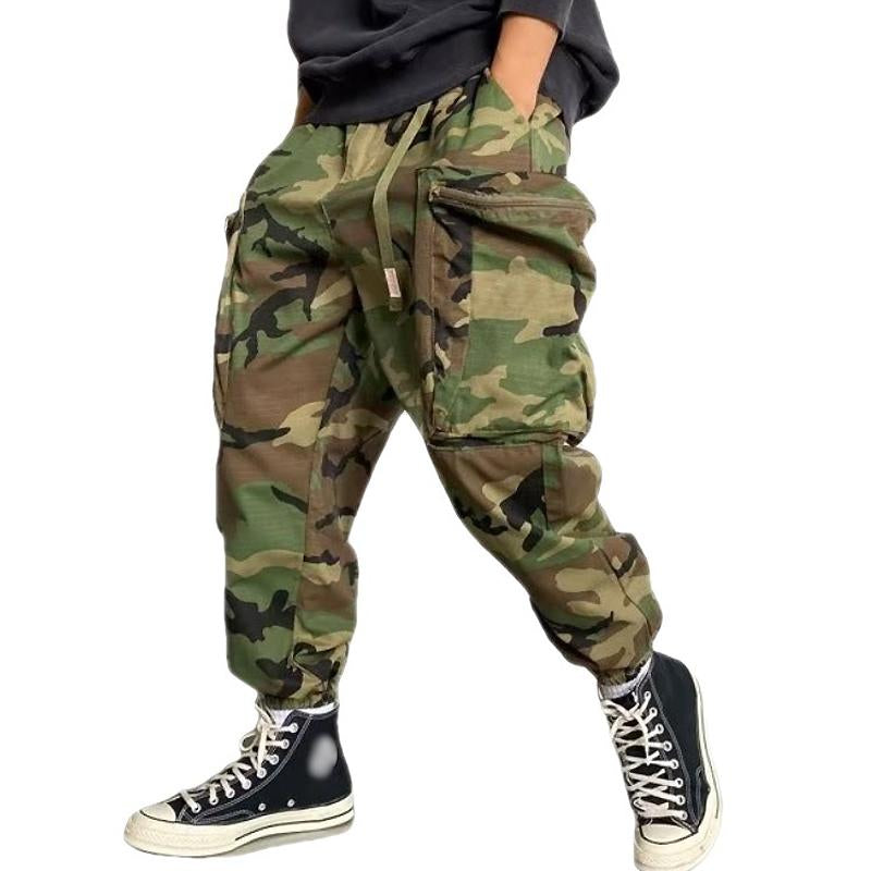 Pantalones cargo holgados de camuflaje vintage con bolsillos grandes para hombre 08197767Y