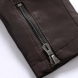 Men's Vintage Brushed Suede Stand Collar Fleece Lining Leather Biker Jacket 56524241M
