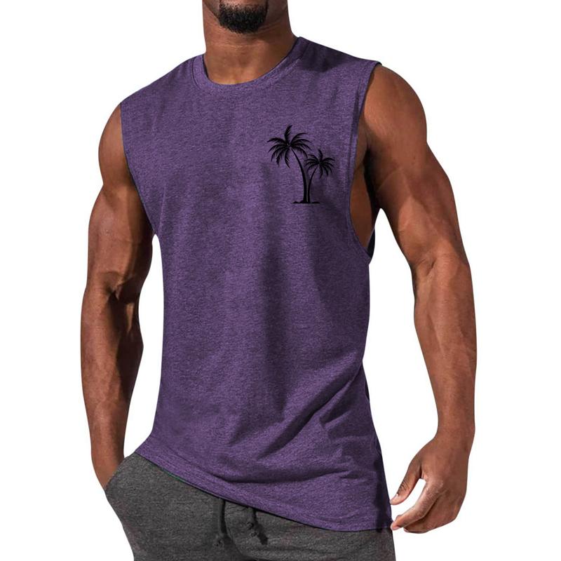 Camiseta deportiva informal con cuello redondo y estampado para hombre 12305907X