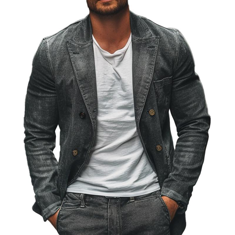 Men's Casual Washed Denim Blazer 00538803X