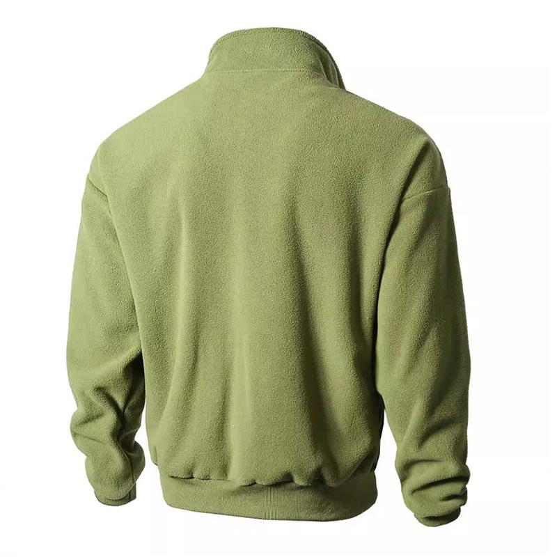 Men's Casual Solid Color Polar Fleece Stand Collar Jacket 45595937X