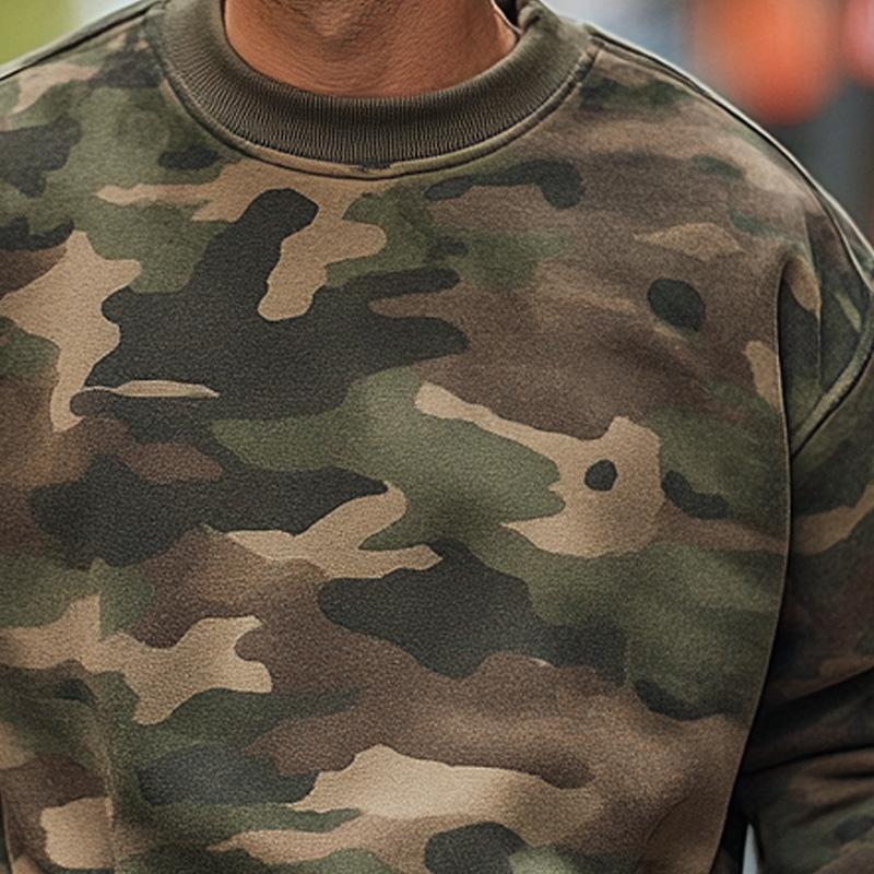 Sweat-shirt ras du cou à imprimé camouflage pour homme 39190825X