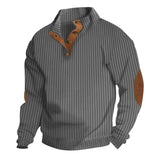 Men's Casual Stand Collar Long Sleeve Jacquard Striped Sweatshirt 73094402X