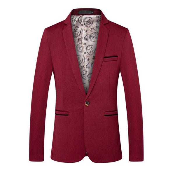 Men's Solid Color Casual Single-breasted Suit Jacket 17190120X