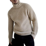 Men's Casual Solid Color Turtleneck Pullover Knitted Sweater 76314781M