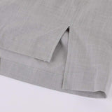 Men's Casual Solid Color Stand Collar Cotton Linen Long Sleeve Shirt 34879715M