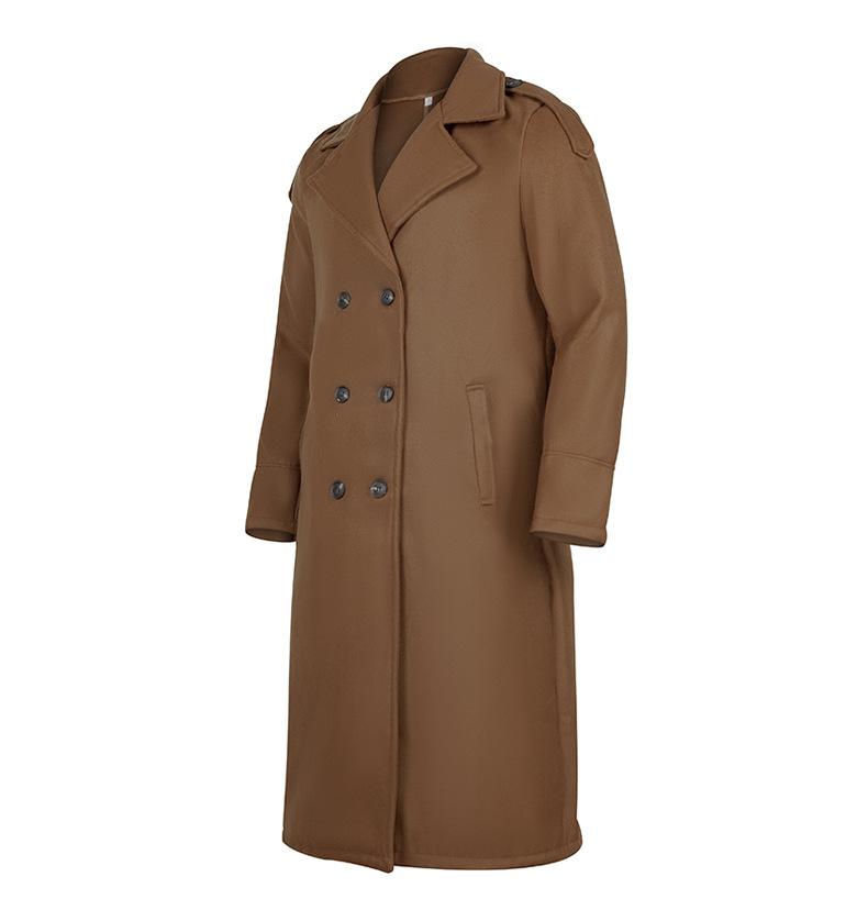 Men's Turn-down Collar Double Breasted Solid Long Coat 63857145Z