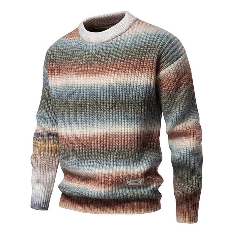 Pull à col rond en laine de mouton Colorblock pour hommes 72493663U