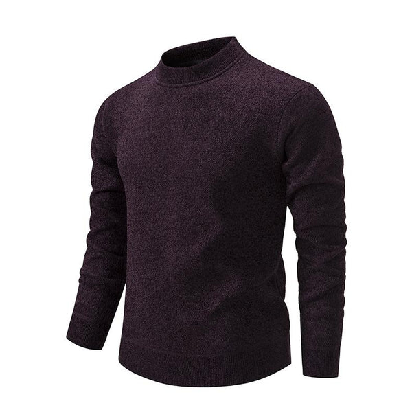 Men's Solid Color Half High Crew Neck Slim Thick Knit Sweater 65473578X