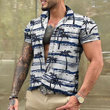 Men's Vintage Hawaiian Lapel Short Sleeve Shirt 98031753TO