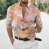 Men's Printed Lapel Long Sleeve Casual Shirt 02254665Z
