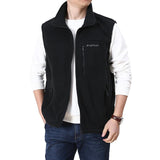 Men's Outdoor Solid Color Multi-Pocket Polar Fleece Vest 99394920Y