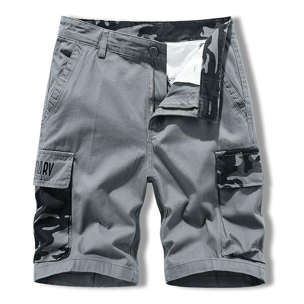 Men's Casual Cotton Camo Color Block Multi-Pocket Slim Fit Cargo Shorts 06703992M