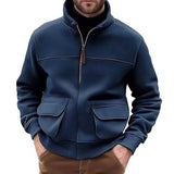 Men's Solid Collar Zip-Up Jacket 57901342U