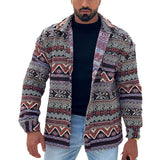 Men's Ethnic Print Lapel Long Sleeve Casual Shirt Jacket 44586696Z