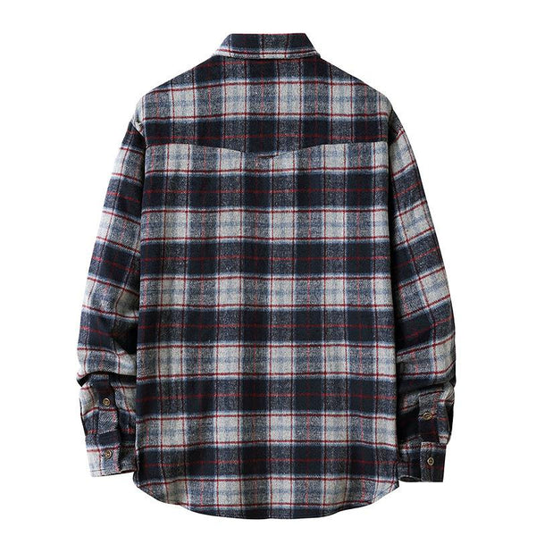 Men's Vintage Flannel Check Long Sleeve OverShirt 18925565Y