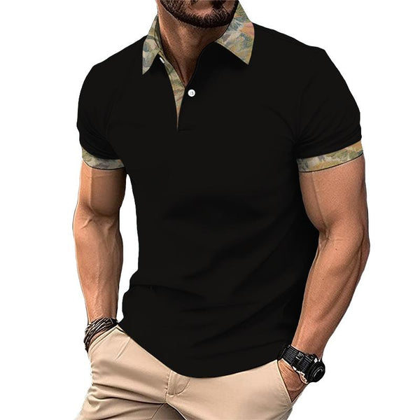 Men's Casual Lace Color Block Polo Shirt 80261554TO