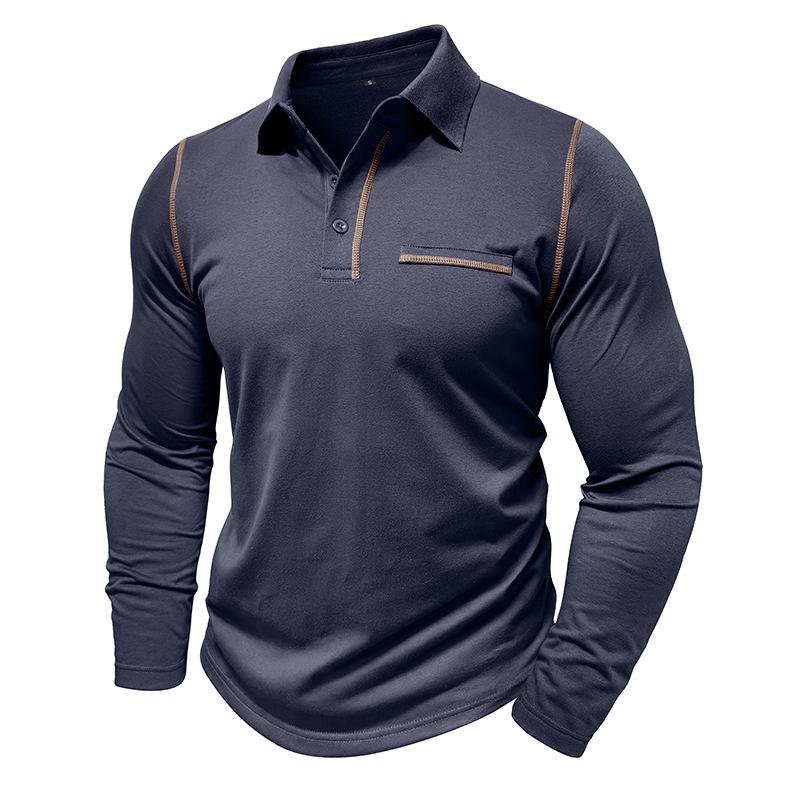 Men's Casual Lapel Slim Fit Long Sleeve Polo Shirt 94947703M