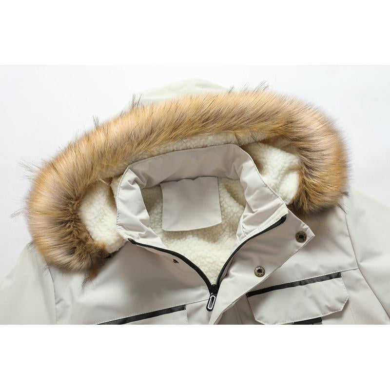 Men's Hooded Plush Thick Mid-length Coat 80725047U