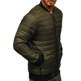 Men's Solid Quilted Cotton Warm Stand Collar Bomber Jacket 49327892Y
