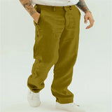 Men's Solid Loose Linen Straight Casual Pants 84155184Z