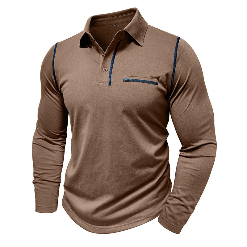 Men's Casual Lapel Slim Fit Long Sleeve Polo Shirt 94947703M