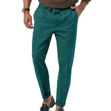 Men's Solid Color Drawstring Elastic Waist Straight Trousers 06224392Z