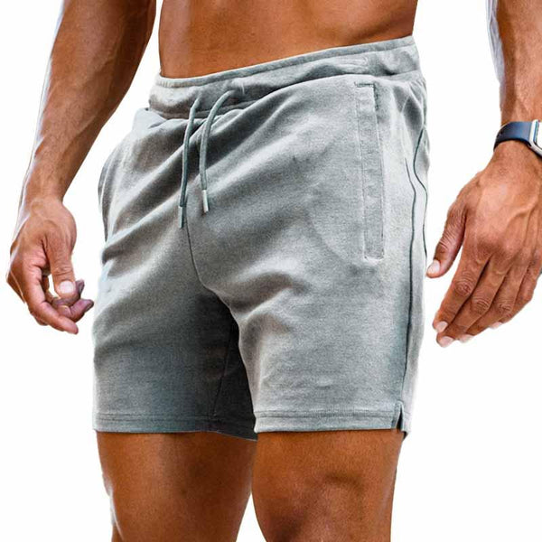 Men's Casual Solid Color Sports Straight Cotton Shorts 36794157M
