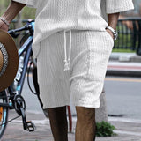 Men's Casual Solid Color Jacquard Multi-Pocket Shorts 73256163Y