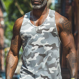 Men's Casual Sports Crew Neck Camouflage Tank Tops 54309070X