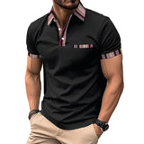 Men's Casual Colorblock Printed Lapel Short-Sleeved Polo Shirt 82471908Y