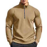 Men's Casual Zipper Stand Collar Fleece Contrast Patchwork Loose Sweatshirt 74350171M