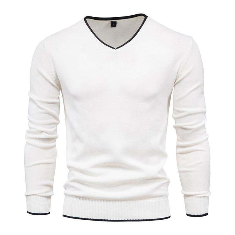 Men's Casual V-Neck Slim-Fit Long-Sleeved Knitted Pullover Sweater 98426315M