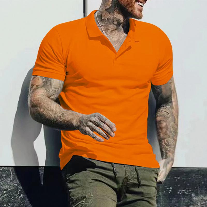 Men's Casual Solid Color Lapel Short Sleeve Polo Shirt 40896355Y