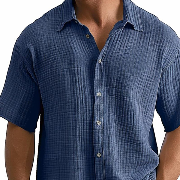 Men's Resort Casual Wrinkled Short-sleeved Shirt 25735820X