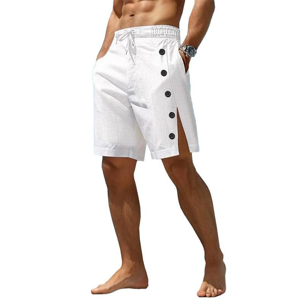 Men's Casual Linen Breathable Elastic Waist Shorts 29191385M