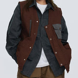 Men's Vintage Cotton Wash Colorblock Pocket Cargo Vest 80290534Y