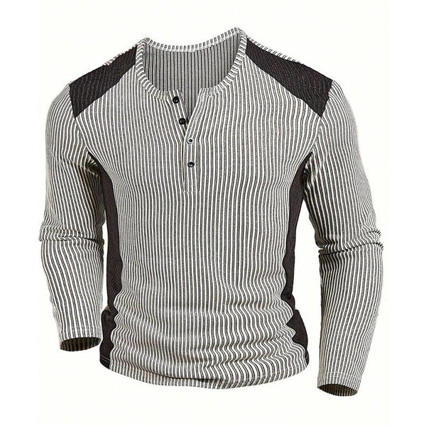 Men's Casual Striped Henley Neck Sweatshirt 83457168X