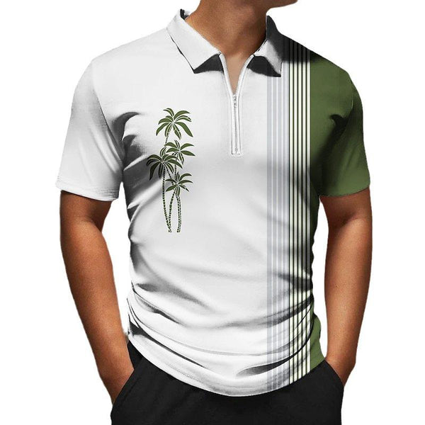 Men's Coconut Tree Print Short Sleeve POLO Shirt 55340020X