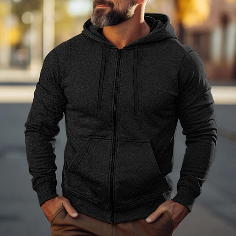 Men's Casual Solid Color Sport Long Sleeve Hoodie Jacket 73776667Y