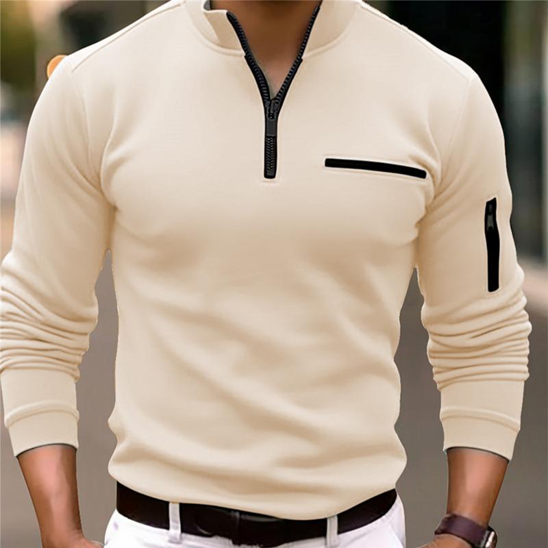 Hombres'S Polo informal con cremallera en color liso 71126757Y