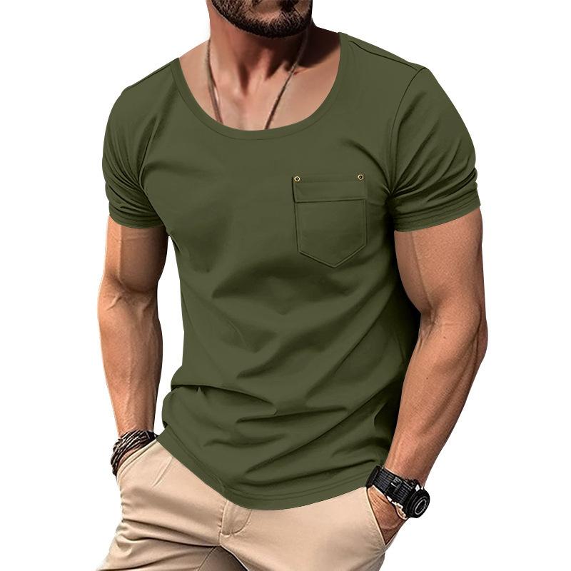 Men's Solid Color Casual Round Neck Short Sleeve T-shirt 89150456X