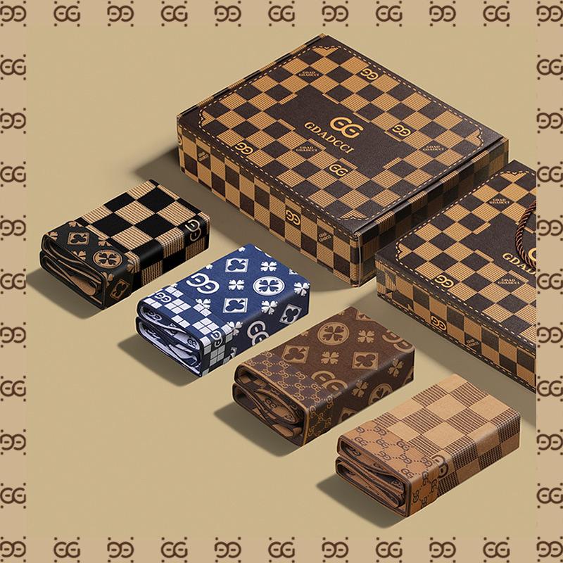 Men's Underwear 4 Pcs Retro Geometric Letters Print Breathable Boxer Briefs Set 57589817Z